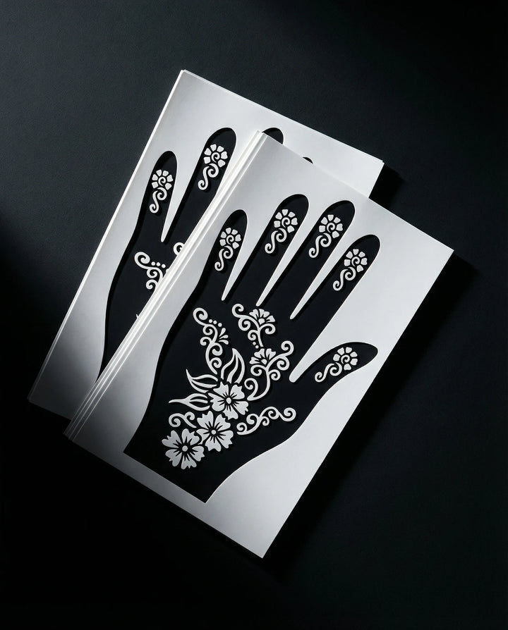 Pochoir de tatouage henné motif floral végétal raffiné