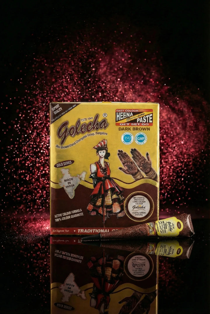 Boîte de douze cônes de henné rouge brun pour mehndi de mariage
