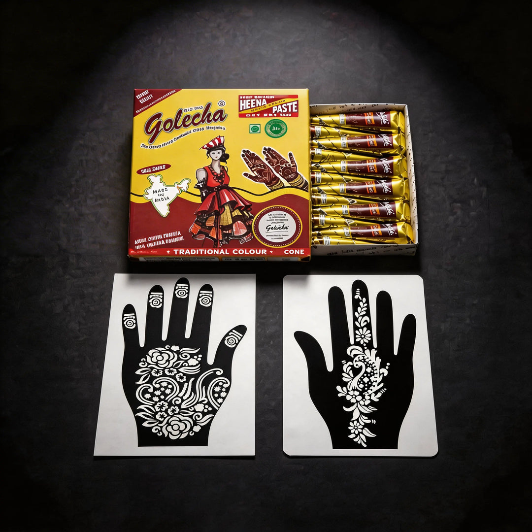 Kit découverte henné naturel avec cônes et pochoirs pour tatouage éphémère