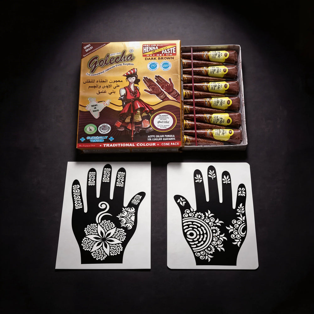 Pochoirs pour tatouage henné rouge brun mehndi