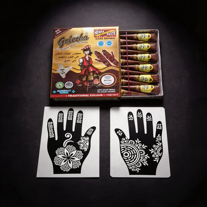 Pochoirs pour tatouage henné rouge brun mehndi